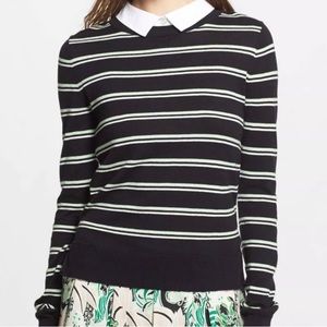 Veronica Beard XS Collard Button Back Striped Sweater